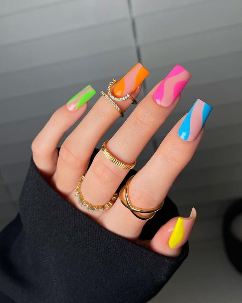 Colorful Swirly Nails For May